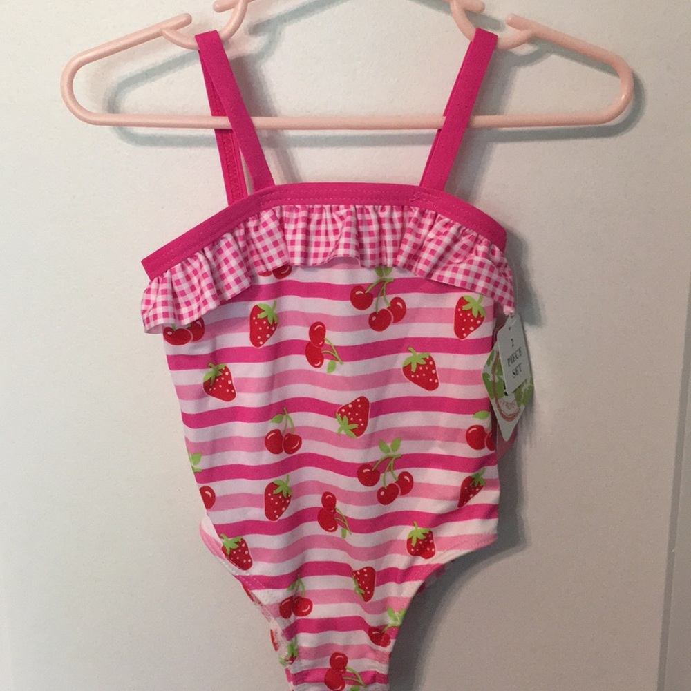 NWT 24 months pink strawberry one piece swimsuit
